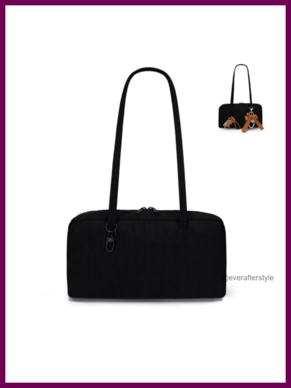 Womens Nylon Bowler Bag Shoulder Purse Dome Satchel Charm Loop
